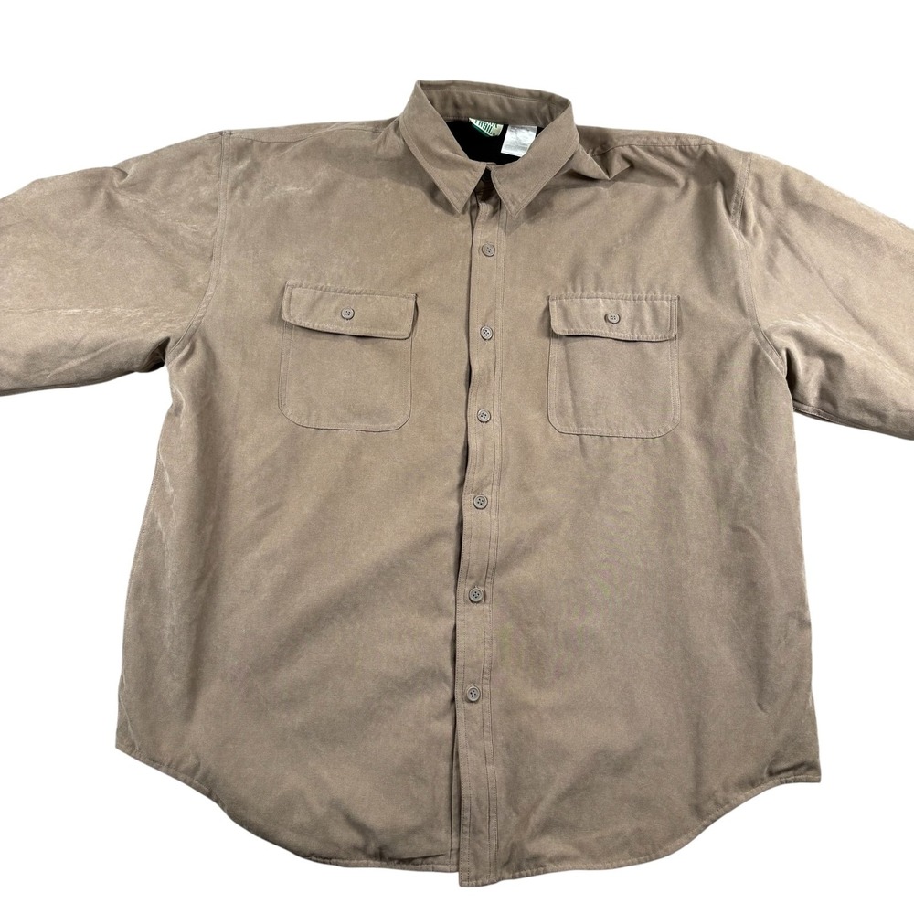 VTG Ozark Trail Fox Den Brown Button Up Shirt Solid Shacket Campcore Fleece XL